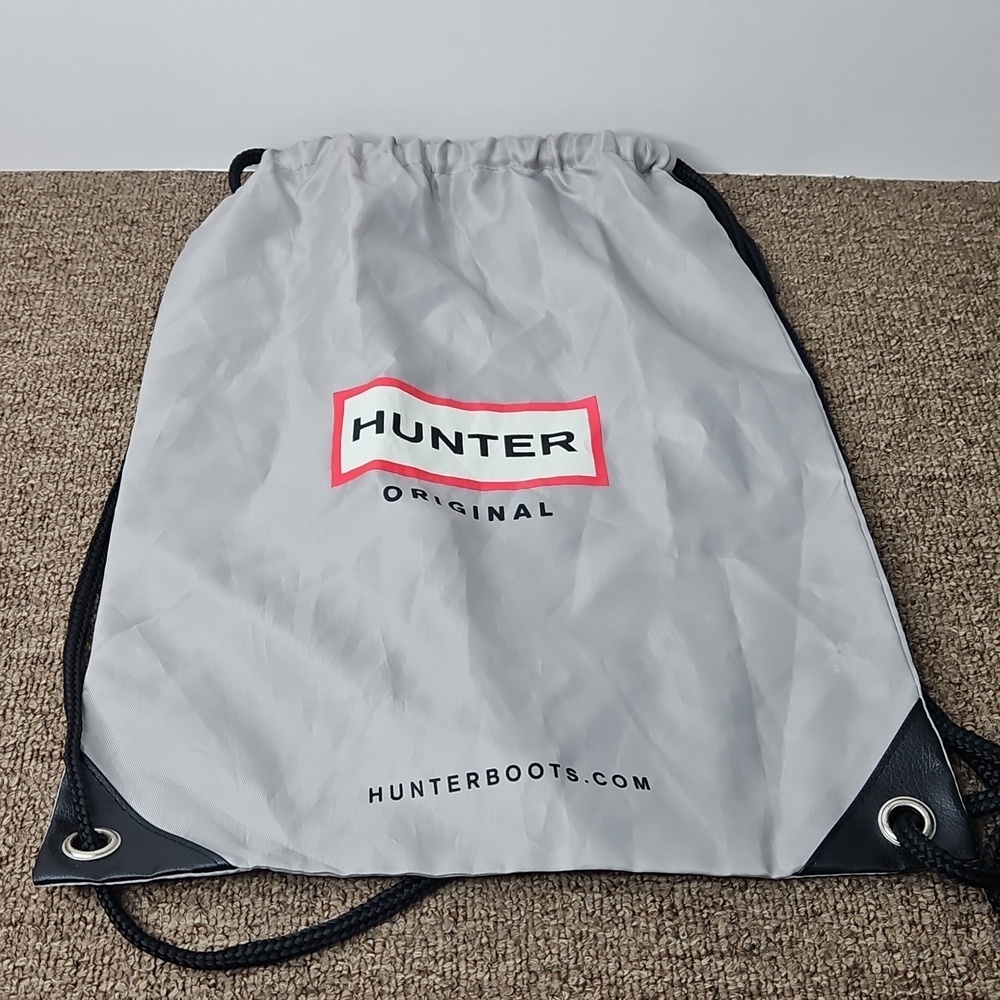 Hunter Logo Gray Sling Drawstring Backpack